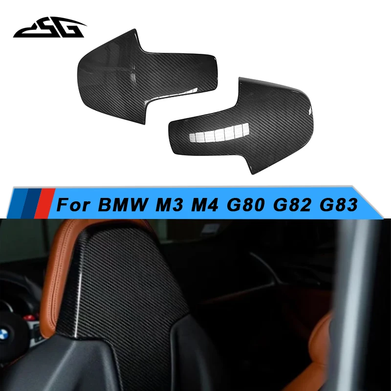 Carbon Fiber Car Inner Seat Back Covers Trims For BMW G80 M3 F91 F92 F93 M8 F97 X3M F98 X4M 2020 2021 2022 Back Seat Shell Trim