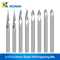 3.175-6.35mm Shank V Shape Carving Bit 10-90 Degrees Carbide CNC Router Bit Tipped 0.1-0.3mm 3D PCB Engraving Milling Cutter