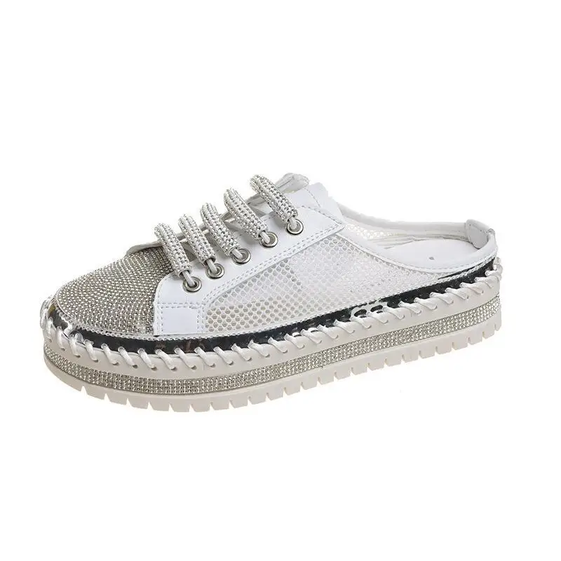 

Rhinestone Loafers Women's Summer Comfortable and Breathable Flat-Soled Single Shoes 2023 New Casual One-Pedal Lazy Shoes 35&44