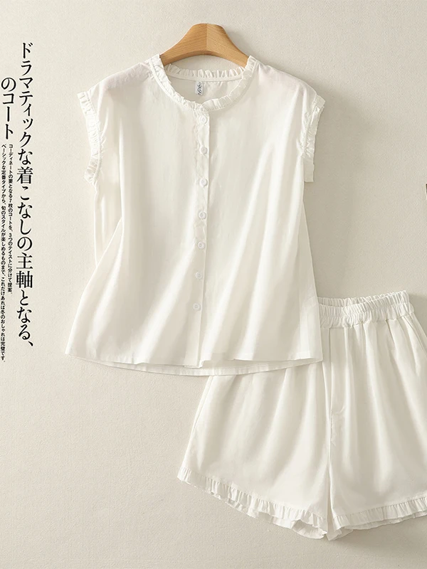 

Женский хлопковый льняной воротник с рюшами ort Sve irt Summer Faion, свободный универсальный топ Ele Simple Sle, застежка на пуговицы