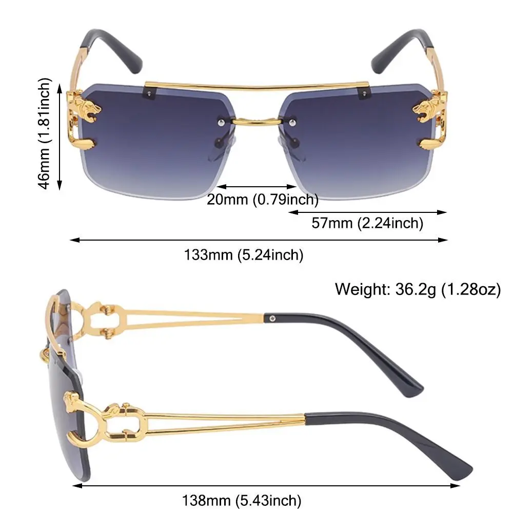 Steampunk Rimless Square Sunglasses Men 2023 Luxury Brand Designer Gold Lion Decoration Sun Glasses for Women Vintage Eyewear