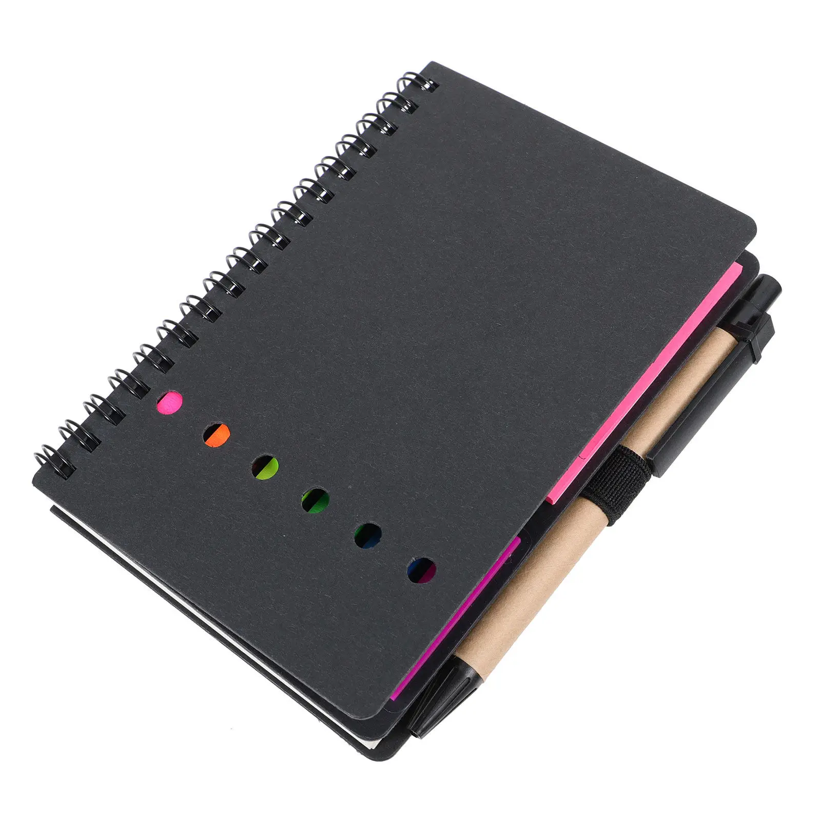 

1Set Lightweight Spiral Notebook with Adhesive Notes Stickers Pen Ideal for to Do List Brainstorming Scheduling Journaling