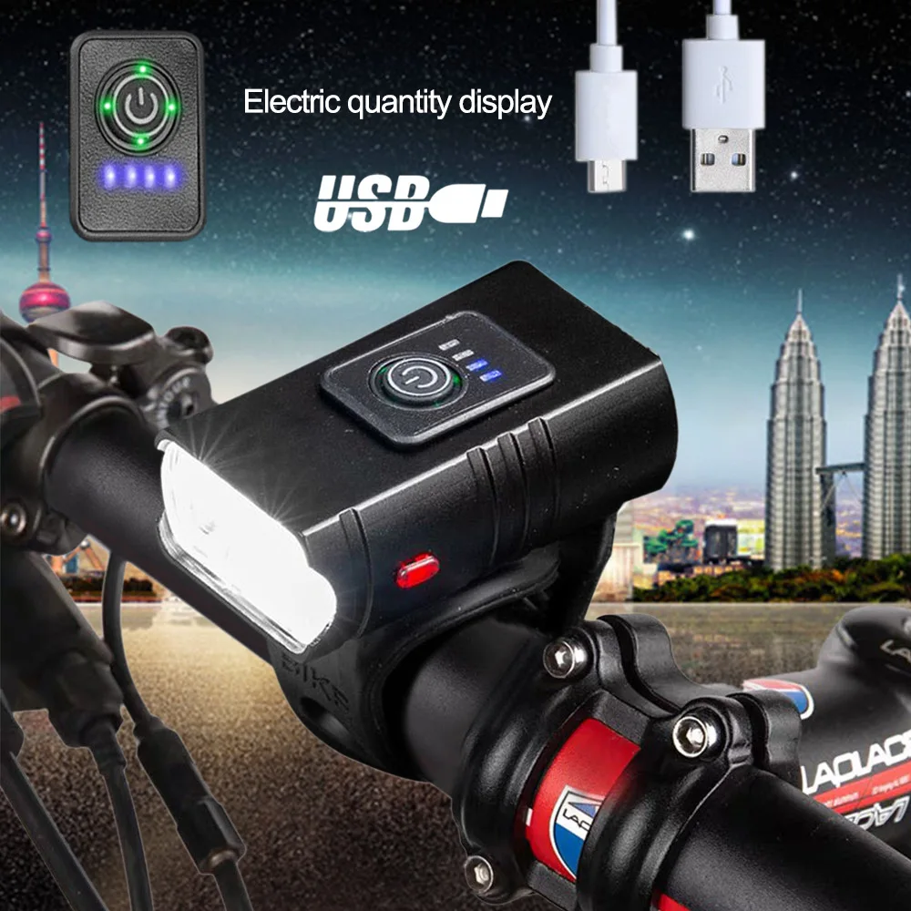 

T6 Multi-Function Bright Waterproof Bicycle Headlight 5 Mode Bk02 Rechargeable Far and near Light with Taillight