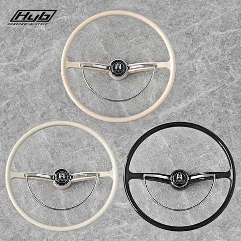 15.7Inch 400mm Classic Steering Wheel for Volkswagen VW Beetle Karmann Ghia Type 3 1962-1971 Ivory White/Black/Gray