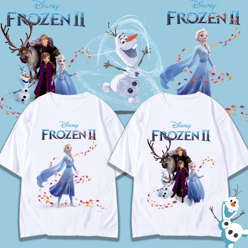 Ice and snow fantasy cartoon co branded t-shirt women's short sleeved summer loose oversize anime Aisha printed clothes