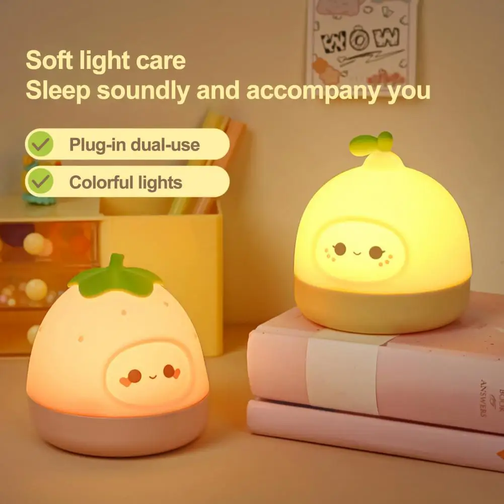 Table Lamp Dimmable Touch Control Strawberry Night Lamp with Colorful Light Anti-stress Toy Flicker Free Bedside for Relaxation