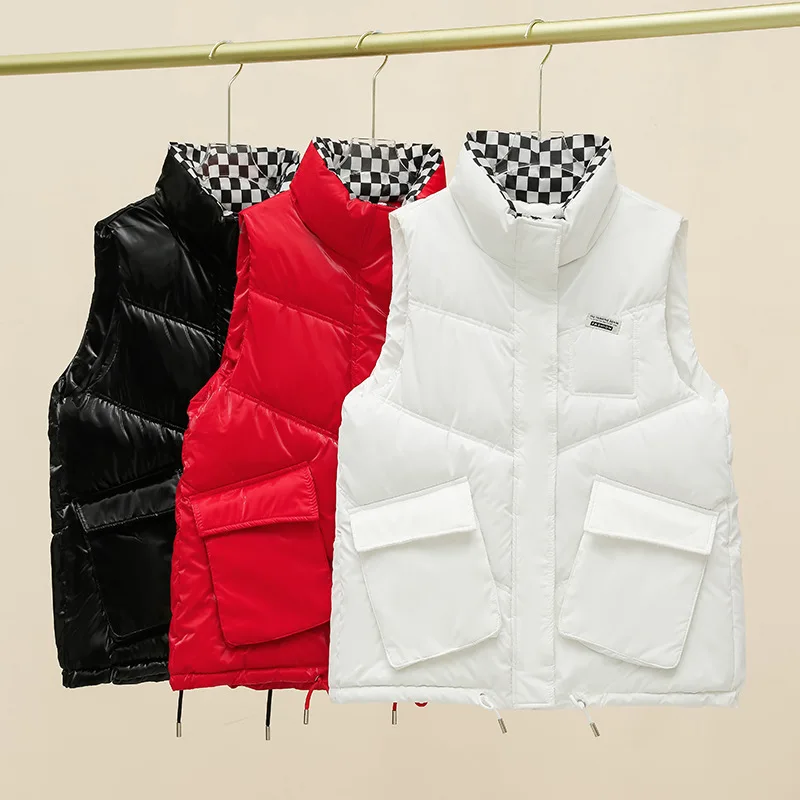 

Leave-in glossy down cotton vest women's short autumn and winter coat new loose versatile vest women vests