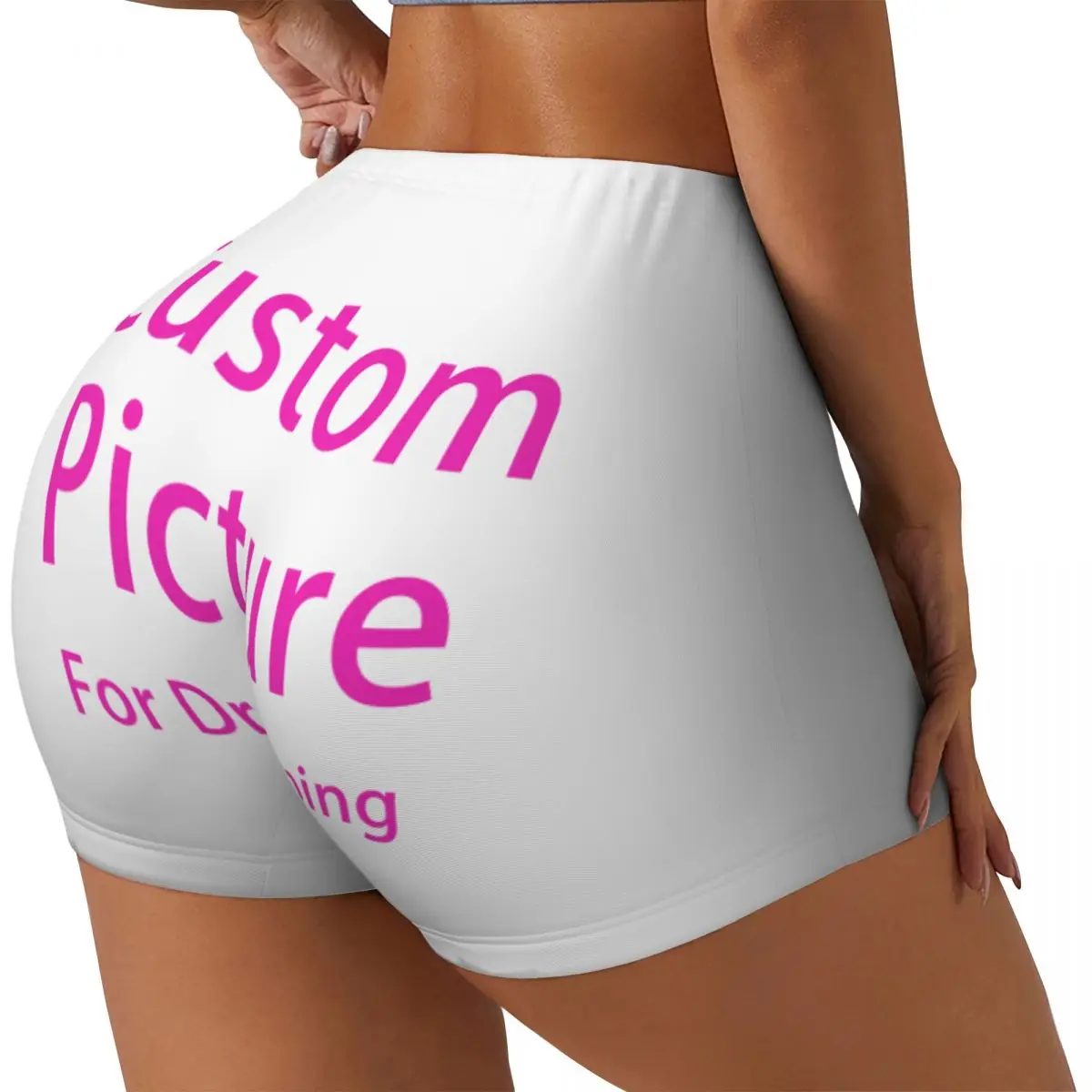 Custom Personalized Custom Photo Logo Workout Biker Running Shorts Women's Customized DIY Print Gym Yoga Shorts