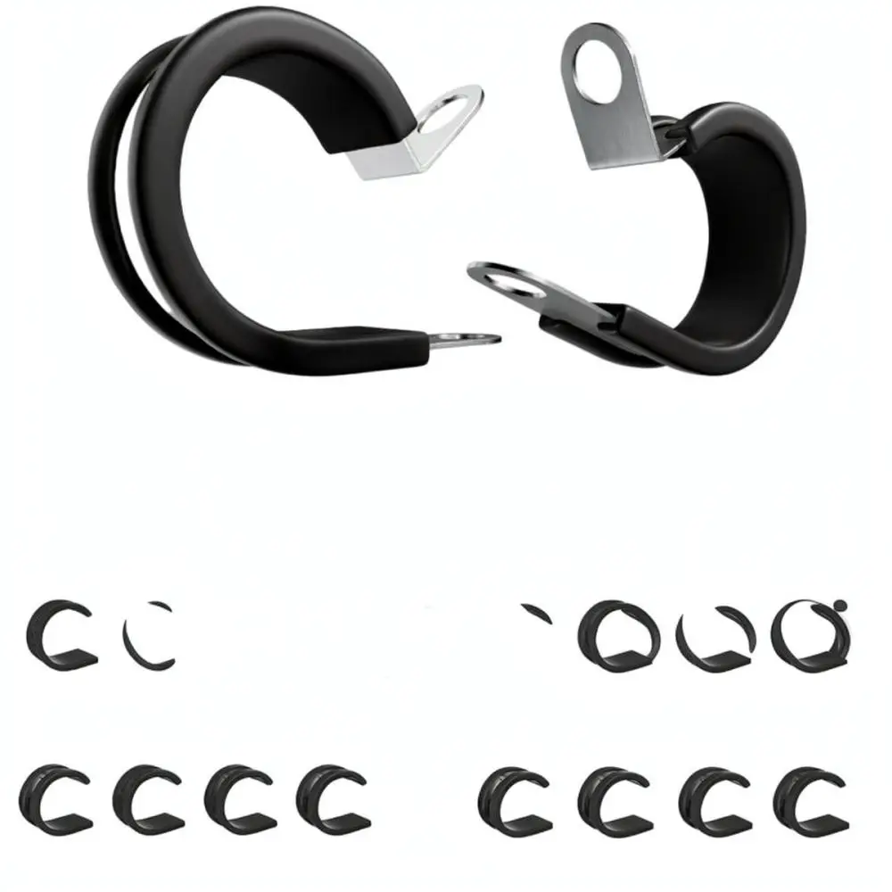 Stainless Steel Cable Clamp Rubber Cushion Pipe Hanger Mounting Hardware For Professional Electrical Hose Wire Fixing