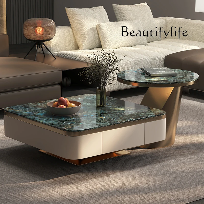 Natural Marble Tea Table Italian Light Luxury Home Tea Table Italian Minimalist Living Room Combination