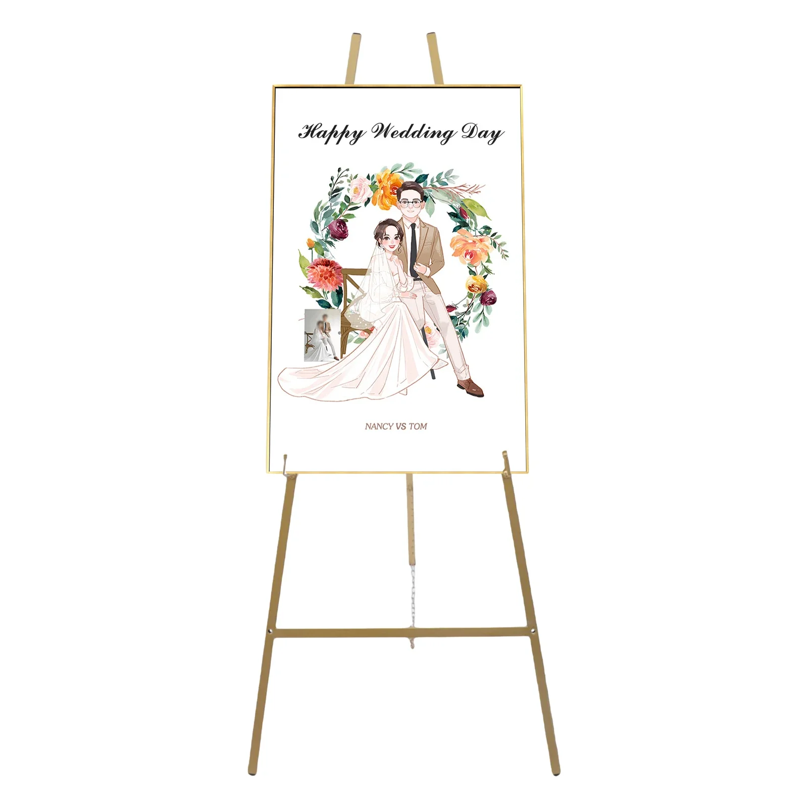 2Pcs Portable Tall Steel Pipe Holder Wedding Easel Stand For Weddings, Decorative Displays, Welcome Signs