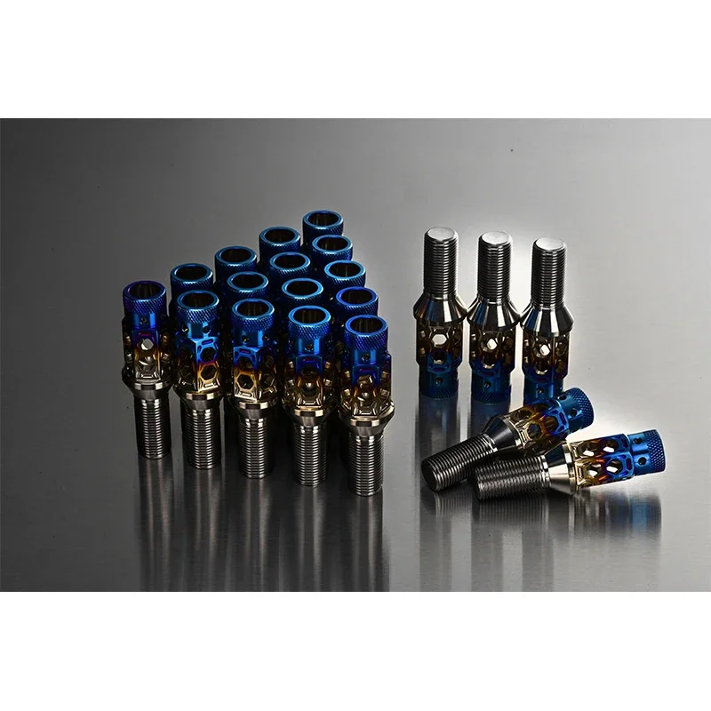 Car Titanium Alloy Wheel bolts Wheel Titanium Lug Bolts M12x1.5/M12x1.25 Burnt blue color