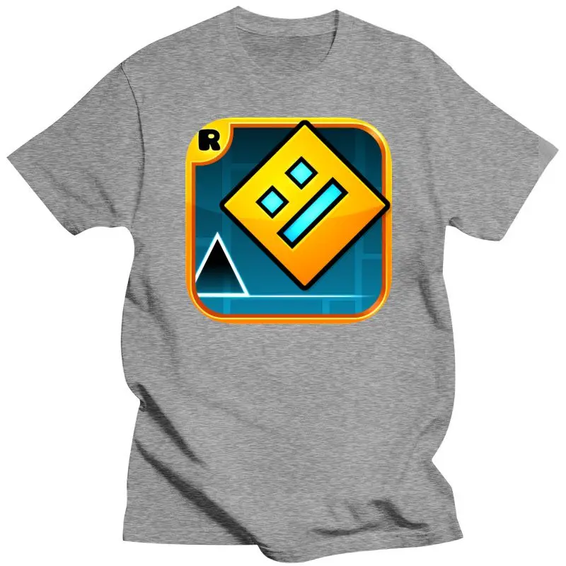 Brand New Summer Geometry Dash Game Logo T-Shirt Short Sleeves Cotton Tee Shirts Casual Tee Shirt Homme