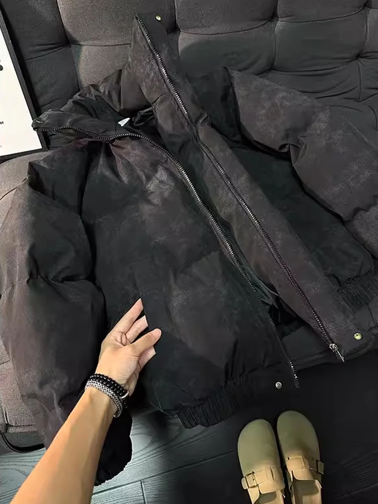 Chaqueta de Invierno Americana Teñida con Cuello Alto, Chaqueta de Aodón uesa para Hombre, Estilo Abrigo Corto, Ropa de A...