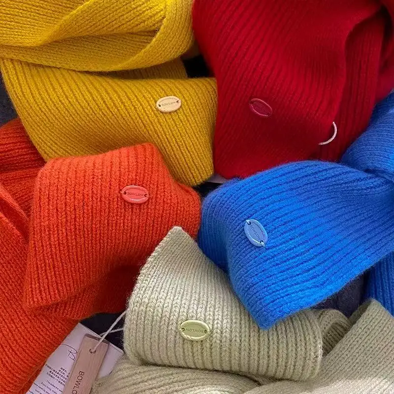 

20026 Winter neck warmer 100% wool scarf for women Korean fashion soft warm thick knitted long scarf winter accessories