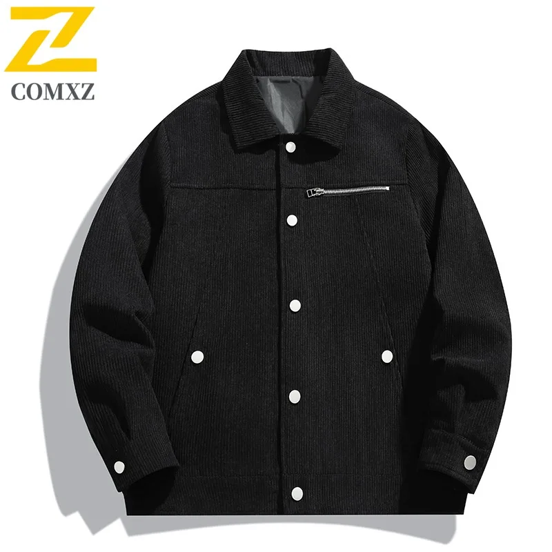 

COMXZ Men Jacket Lightweight Hiking Camping Lapel Solid Color Multi Pocket Breathable Coat Outdoor Autumn Windbreaker Jackets
