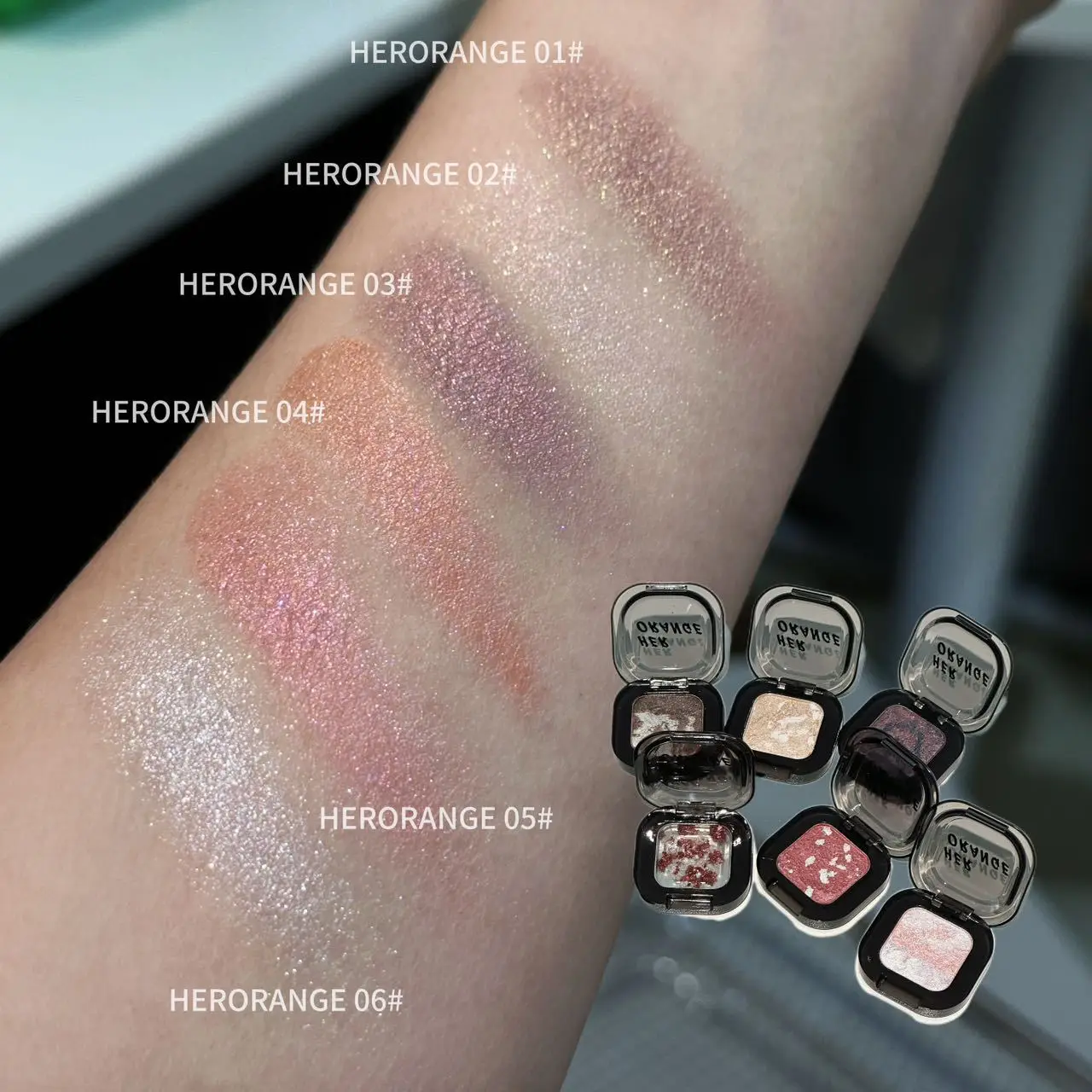 HERORANGE 6-kleuren Star Dots oogschaduw glitter parelmoer fijne knipperende make-up gemakkelijk duizelig hoogglans oogschaduw cosmetica