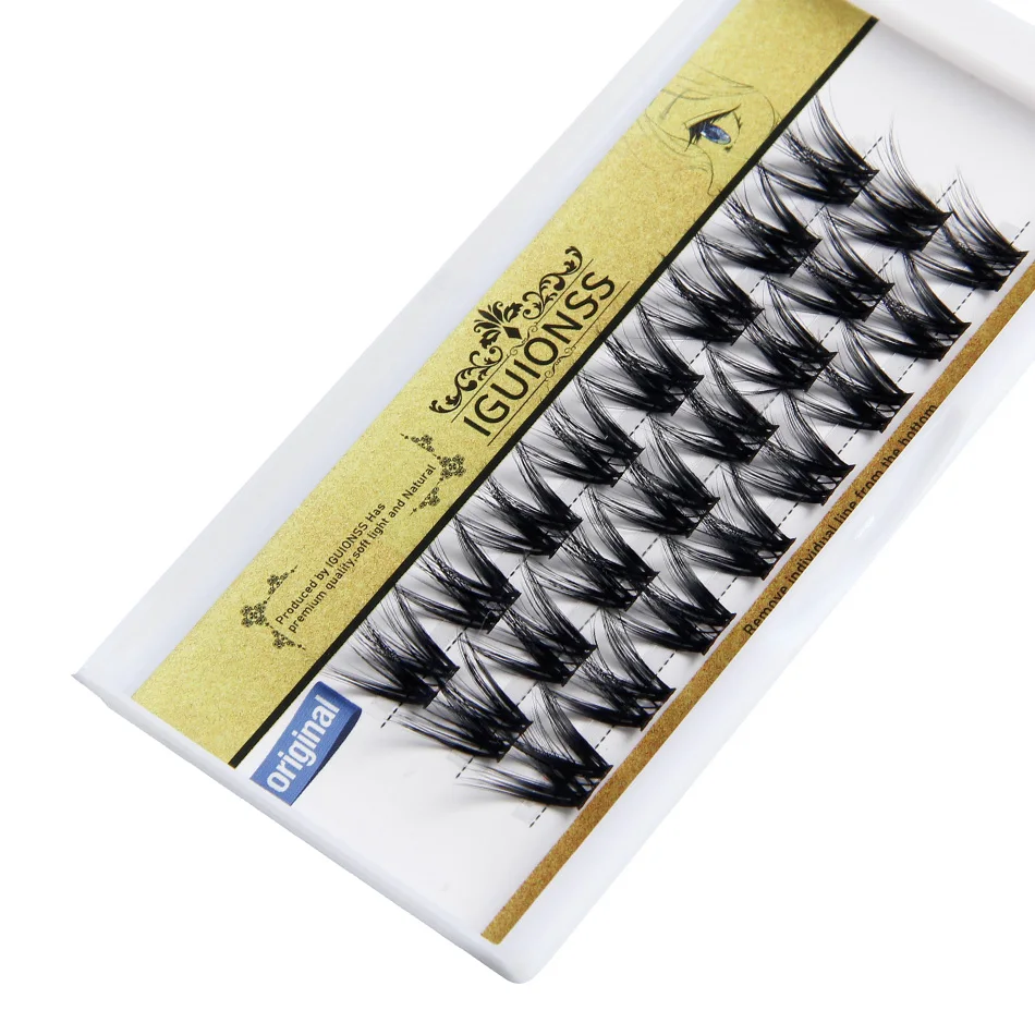 IGUIONSS New Style DIY Lash Clusters Natural Individual Eyelash Extension Volume Cluster Eyelash Wispy Easy to Operate Eyelashes