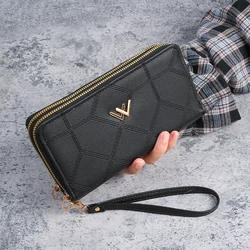 High-end wallet ladies long double zipper large capacity clutch bag high fashion simple double wallet mobile phone bag