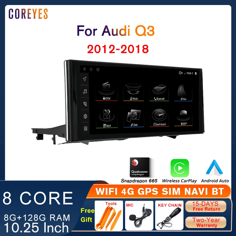 COREYES 10.25'' Carplay Car Radio For Audi Q3 2012-2018 HN+R RMC Stereo Multimedia Player Touch Screen GPS Navigation Head Unit