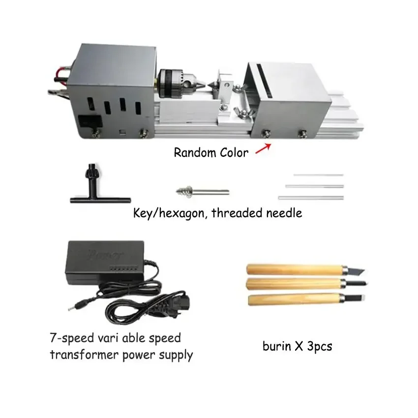 Multi-purpose Mini Carpenter Lathe Round Beads Polishing Machine Woodworking DIY Tool 100W DC12-24V 2000-8000RPM Grinding Lathe