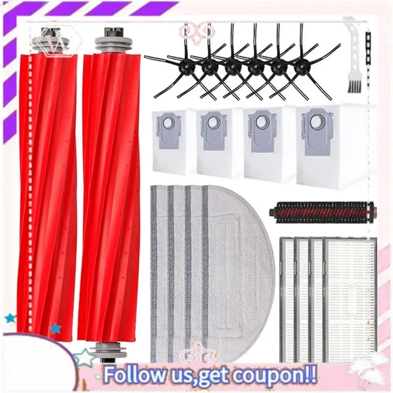 

Запасные части A50F для робота-пылесоса Roborock S7 Maxv Ultra: основные и боковые щетки, HEPA-фильтры, мешки для сбора пыли, насадки для мытья полов