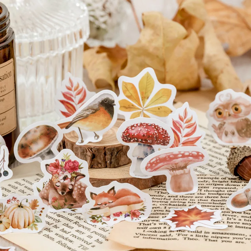 46 pcs Deer Awake Forest Decorative Sticker Scrapbooking Label Diary Stationery Album Phone Cute animal Journal Planner