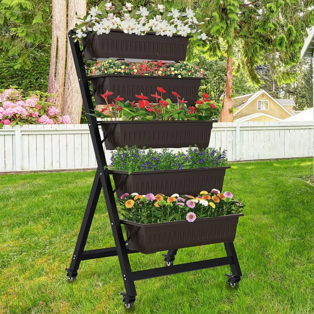 Vertical Raised Garden Bed Planter Box with 5 Container Boxes, Grow Your Herb Vegetables Flowers Indoor and Outdoor (5-Tier)