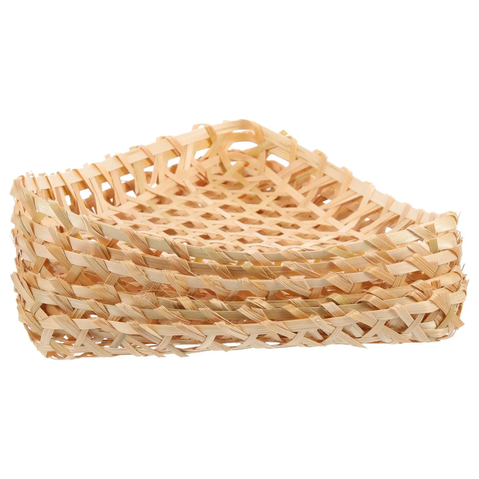 

6 Pcs Bamboo Storage Basket Woven Food Holder Home Use Fruits Bread Triangle Baskets Lightweight Strong Safe Decorative