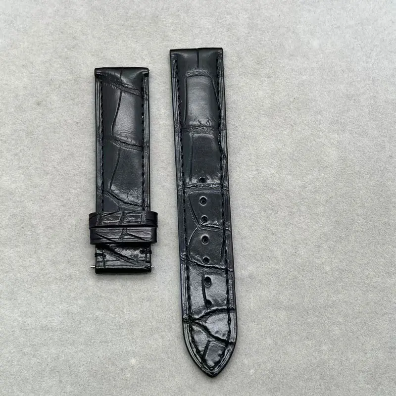 Handmade Custom Bamboo Patterned Crocodile Skin Watchbands 14MM~24MM Flat Interface Alligator Strap Waterproof Calfskin Lining