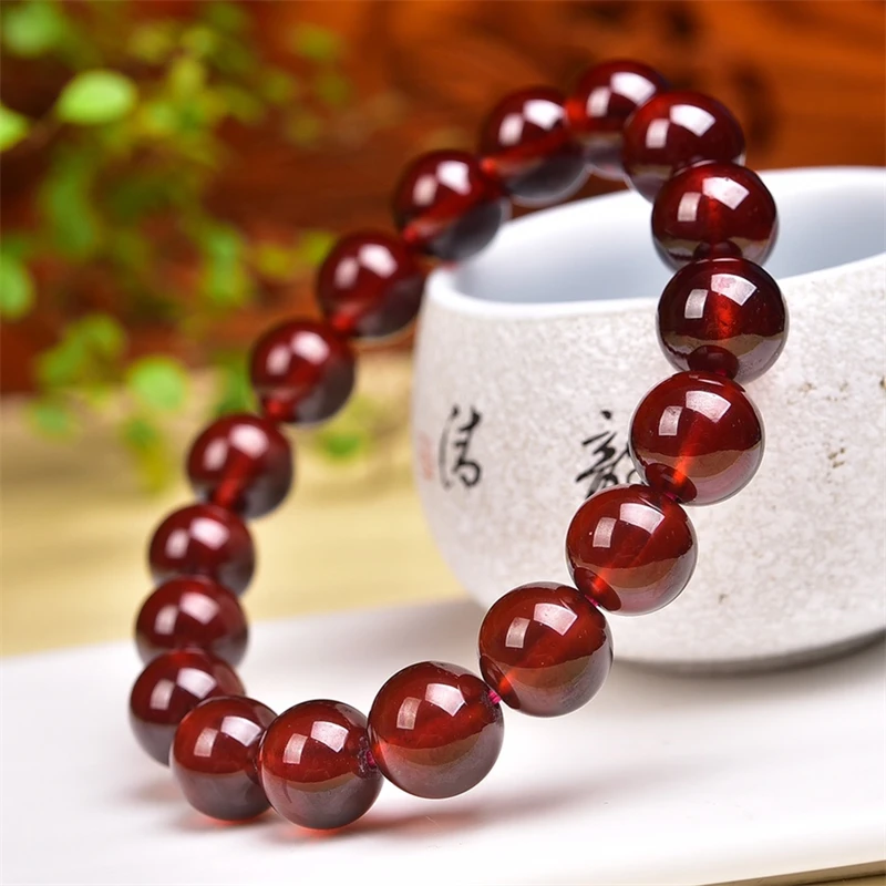 10MM Natural Orange Red Garnet Bracelet Fashion Energy Stone Reiki Healing Crystal Strand Fengshui Gift 1PCS