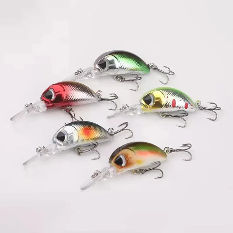 OUTKIT New 1PCS Crankbait 55mm 4g Hard Fishing Lures Floating Wobblers Crank Hard Bait Minnow Hooks Sea Carp Fishing