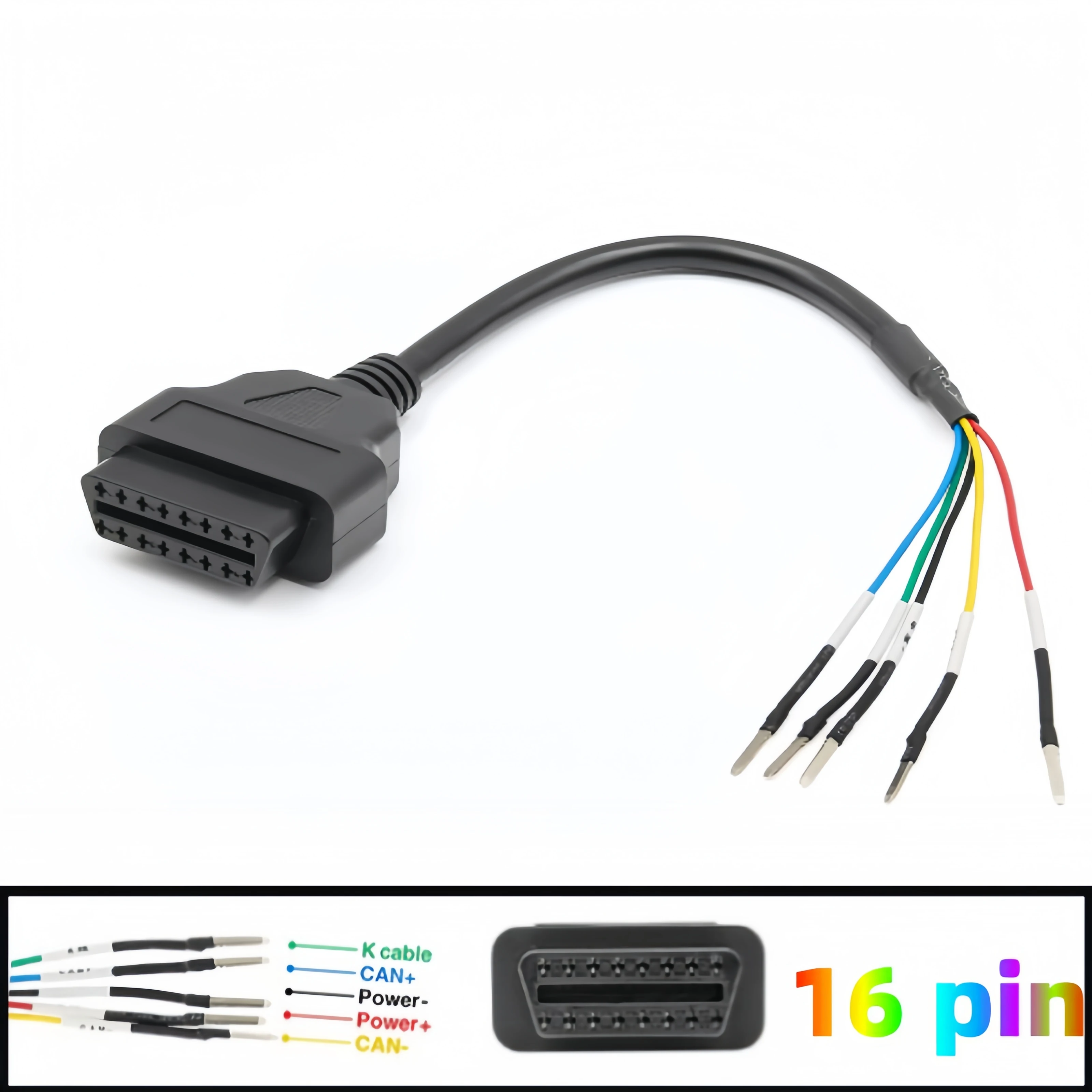 OBD2 16Pin Jumper Tester Universal Female Connector K Line CAN Diagnostic Cable for Car Truck ECU Fuel Injection Compatibility