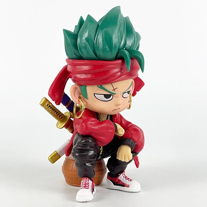 Uma peça figuras de anime roupas populares zoro postura sentada boneca dos desenhos animados modelo estatuetas decoração do carro crianças brinquedos fãs presente