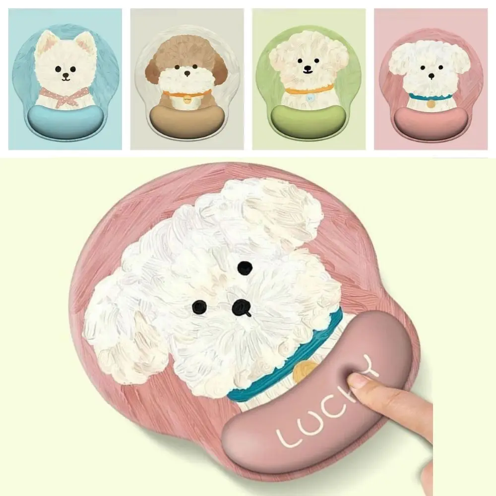 Kawaii Cartoon Mouse Pad with Wrist Rest Rubber HD Printing Puppy Mouse Pad Cute Soft Mat Mouse Mat Office Use