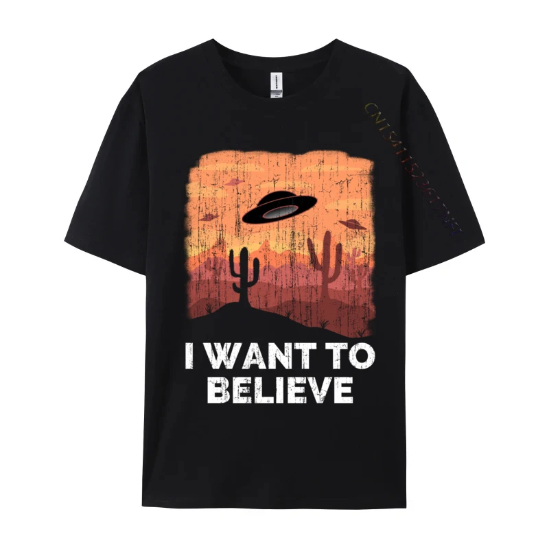 Cotton T-Shirt Alien Ufo Abduction I Want To Believe Roswell Vintage Funny T-shirts Party Tops & Tees Classic Men Tshirt