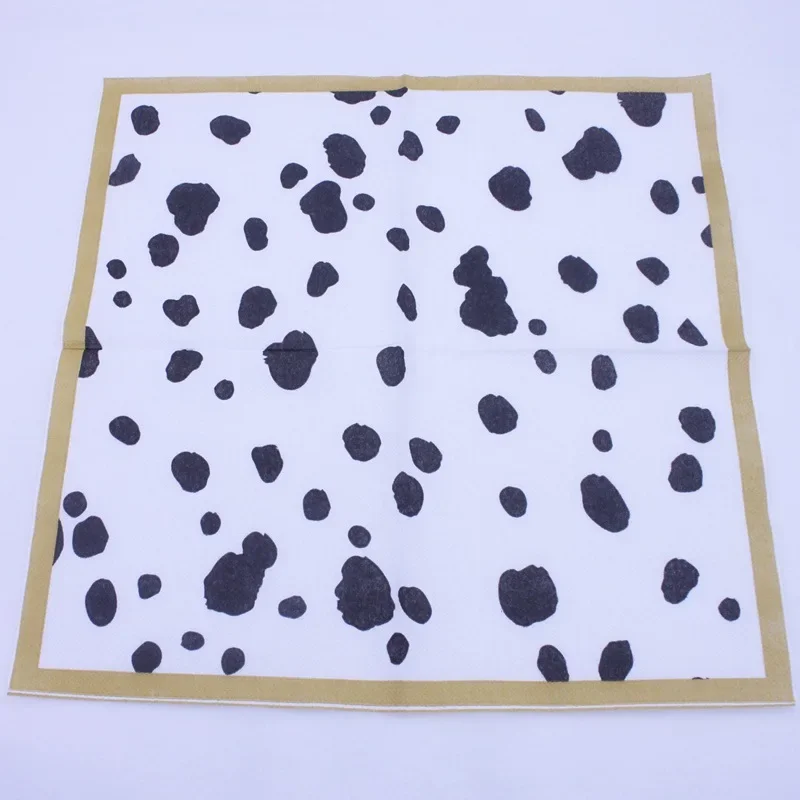 Serviettes en papier créatives faites à la main, impression couleur, noir et blanc, taches de vache, repas de poulet, bricolage, 10 pièces, 20 pièces par paquet