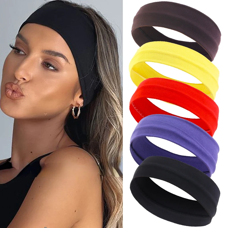 

Summer Sports Headbands For Women Fitness Run Yoga Bandanas Solid Color Elastic Hair Bands Stretch Makeup Hair Accessories 2023