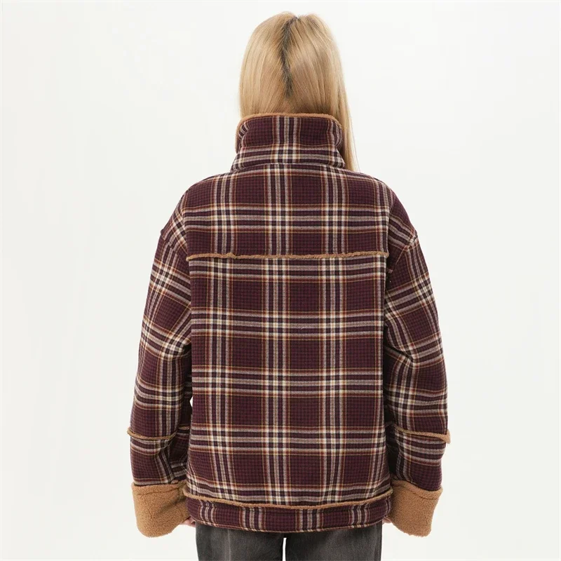 Damen Winter Wattierte Jacke Mäntel Frau 2024, koreanischer Stil, Damen-Winterkleidung, Vintage-Plaid, Damenmäntel, Winter-Oberbekleidung