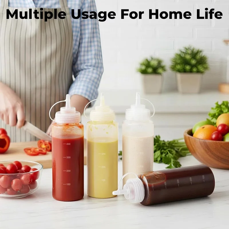500 ML Plastic Pointed Mouth Squeeze Type Sauce Bottle Made Environmentally Friendly Materials Clean Dustproof Seasoning Bottles view 2