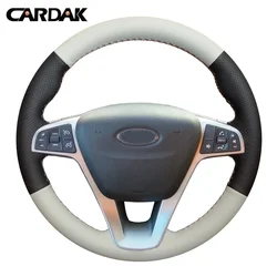 CARDAK DIY Hand-stitched Grey Artificial Leather Orange Car Steering Wheel Cover for Lada Vesta SW 2015 2016 2017 XRAY 2015 2016