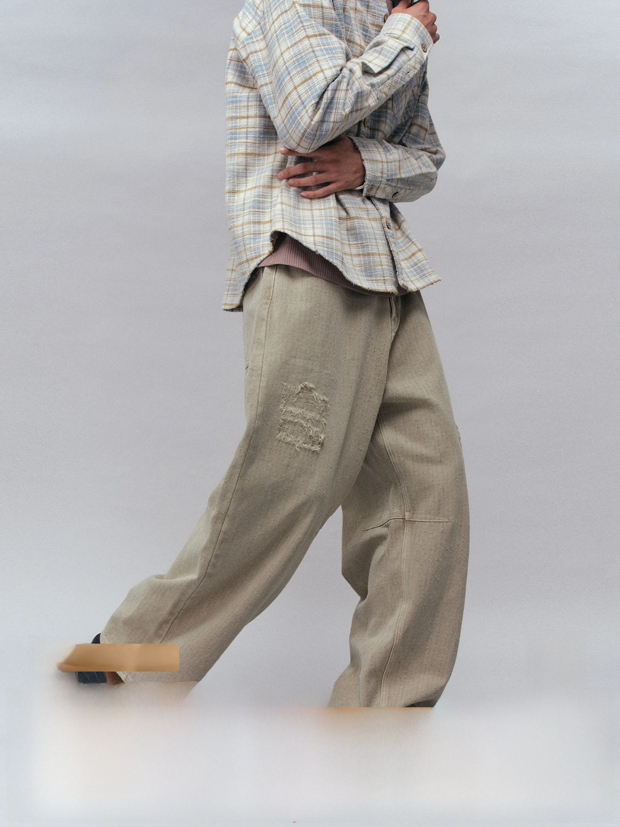 

Monterest Outdoor Vintage Waed Destroy Fabric Workwear Long Pants Knife Casual Pants Loose Fit Cotton Youth Autumn Winter