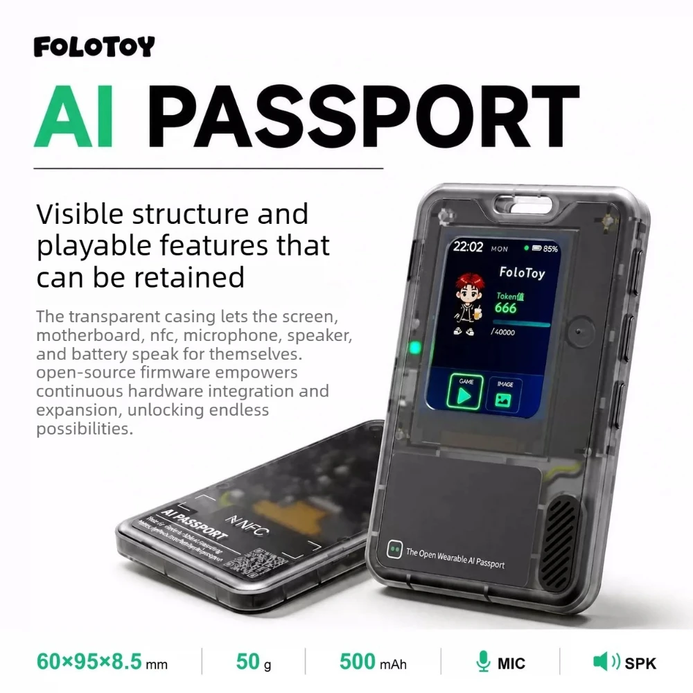 FoloToy AI PASSPORT Electronic Pass DIY Kit Color Screen Tomato Timer with Speaker Microphone Codex Game Console Develop Board