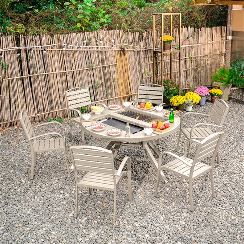 Purple leaf outdoor barbecue  and  combination garden outdoor dining  and  leisure open-air terrace aluminum