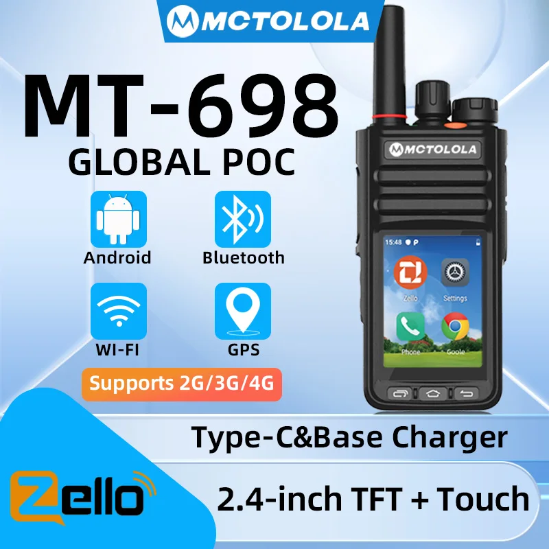 モトローラ 新型 Zello Android インテリジェントタッチ トランシーバー PTT WIFI Bluetooth 2G 4G ハンディ POC 8000km グローバルカバレッジ