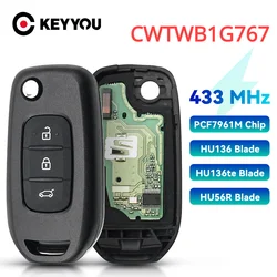 KEYYOU CWTWB1G767 Remote Car Key For Renault Kadjar Captur Megane 3 Symbol Logan 2 Sandero 2 Dacia Duster 433MHz PCF7961M 4A