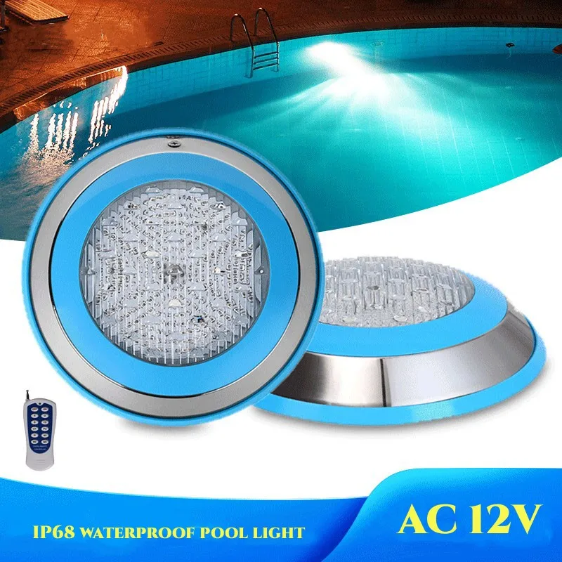 lampada azul a prova dagua para piscina ip68 luz de 20w 30w 40w 50w 60w lampadas subaquaticas ac12 v rgb aco inoxidavel 01