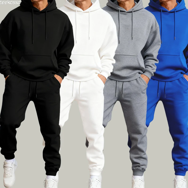 

Мужской осенне-зимний комплект из 2 предметов, мягкие спортивные длинные брюки, комплекты уличной одежды, базовые удобные спортивные штаны, теплые модные толстовки, повседневная одежда