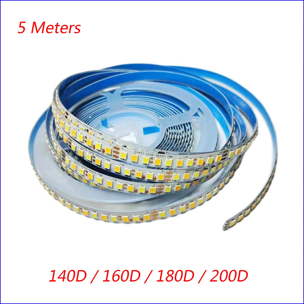 3colors 5meter 2835-7mm-140D/160D/180D/200D SANAN Highlight constant current LED strip 20W×2/meter with 3solder joints.