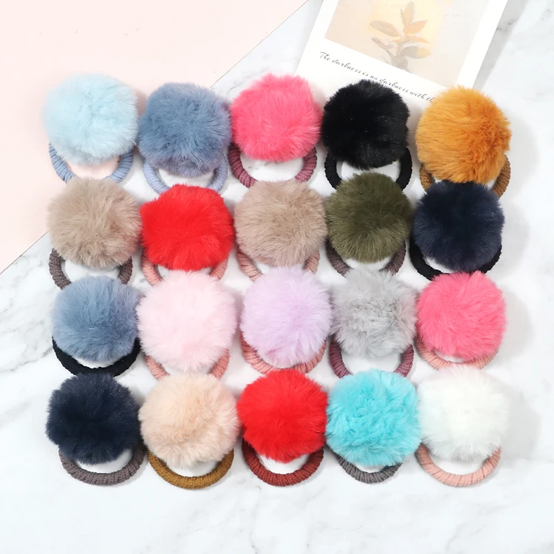 21 Colors Cute Soft Hairballs Hair Ties Hairy Balls Rubber Bands Elastic Hair Rings Fashion Hair Accessories for Girls Children